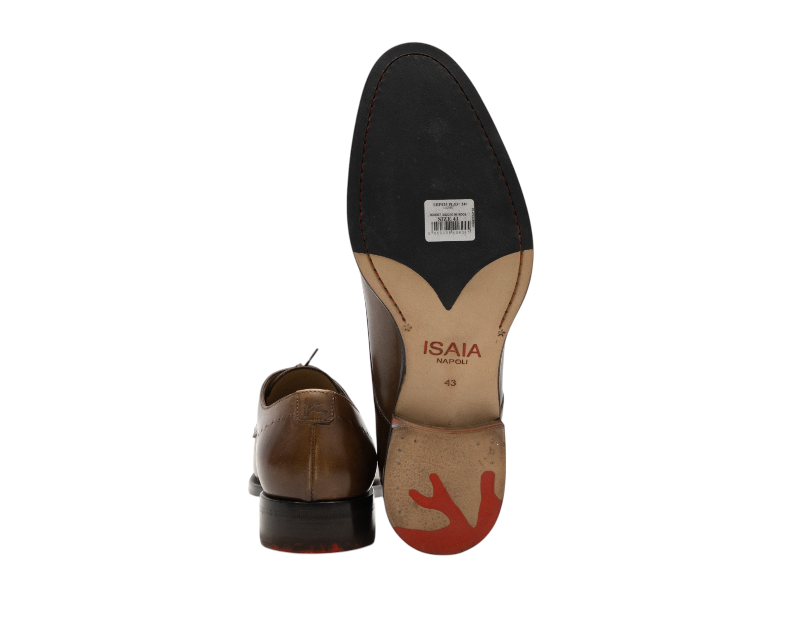 ISAIA NAPOLI Whiskey Derby Shoes Calf Leather Handmade 9 UK / 10 US / 43 IT
