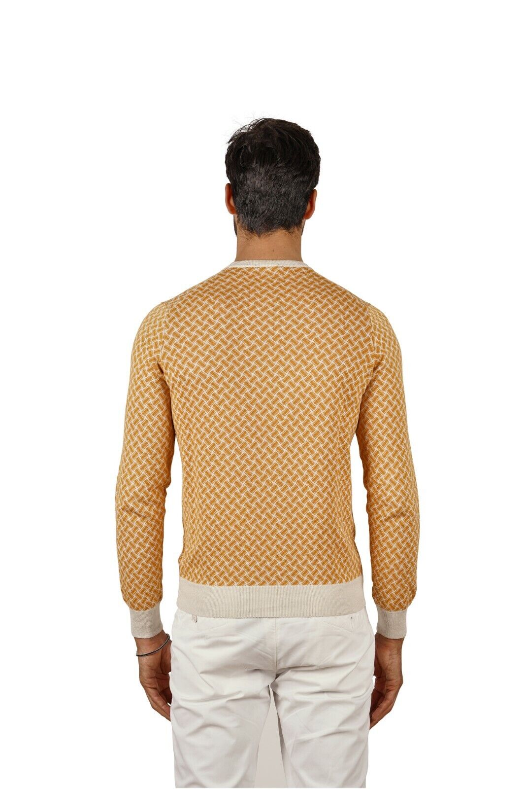 270$ Italian Luxury DRUMOHR Summer Sweater Cotton & Linen "Razor Blade" Orange