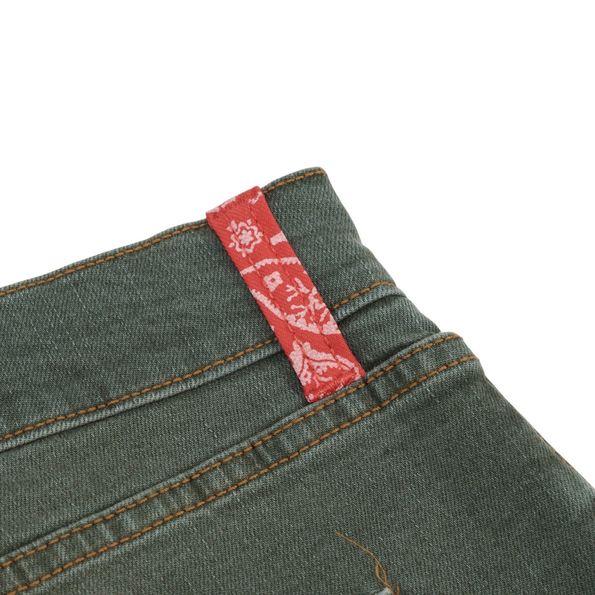 690$ ISAIA NAPOLI Washed Green Denim Jeans 5 Pockets Cotton Slim 40 US / 56 IT