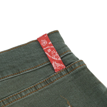 690$ ISAIA NAPOLI Washed Green Denim Jeans 5 Pockets Cotton Slim 40 US / 56 IT