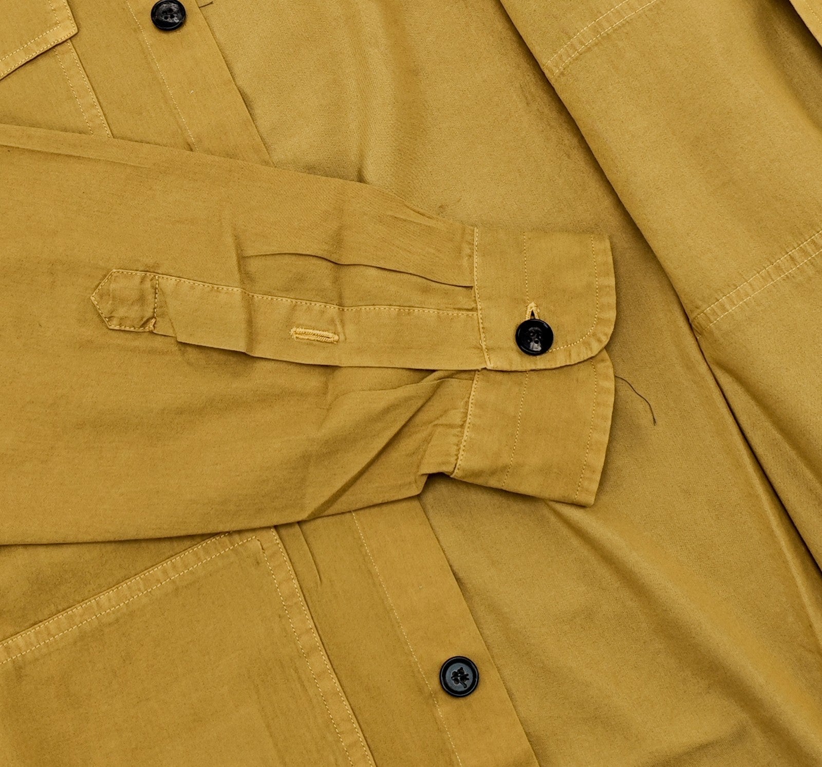 $1250 ISAIA NAPOLI Mustard Hand-Sewn Overshirt Jacket Cotton - Silk