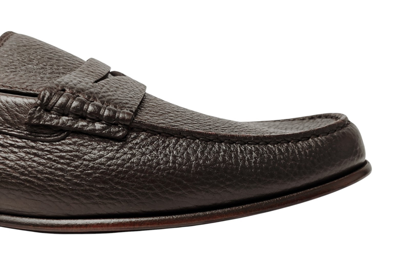 1250$ TESTONI "Piuma" Penny Loafer Shoes Deerskin Cigar 8 UK / 9 US / 42 IT