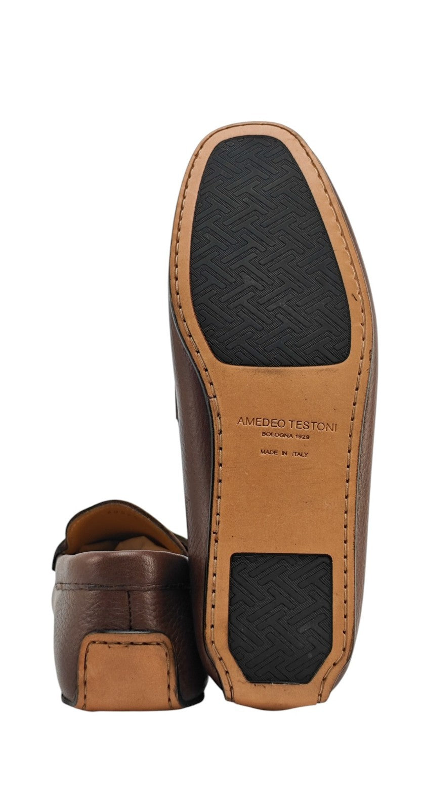 1200$ TESTONI "Piuma" Brown Driver Loafer Shoes Deerskin 8 UK / 9 US / 42 IT