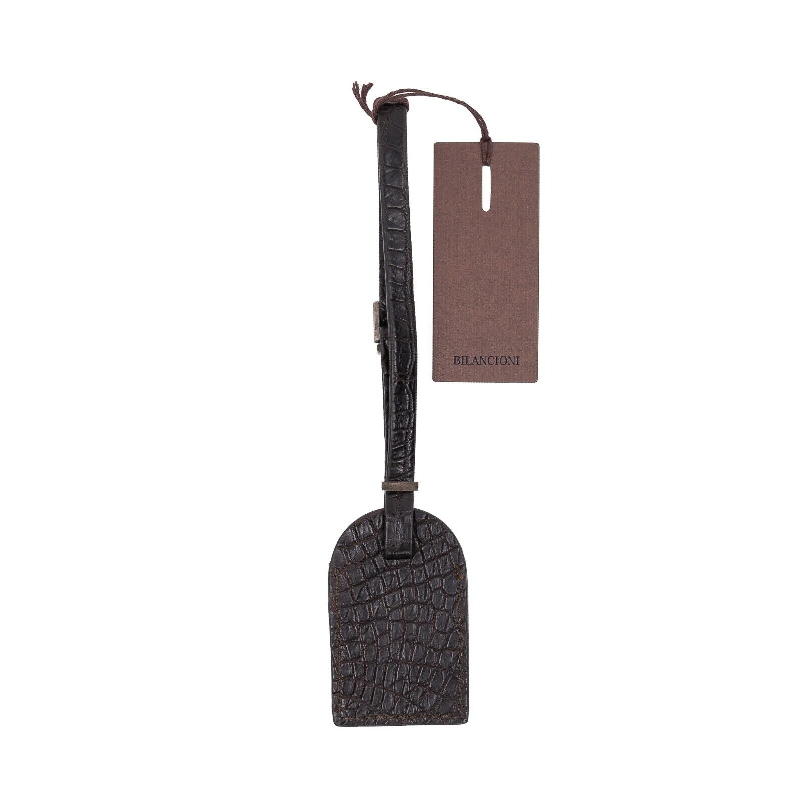 550$ UMBERTO BILANCIONI Real Crocodile Charm Keychain Metal Logo Made in Italy