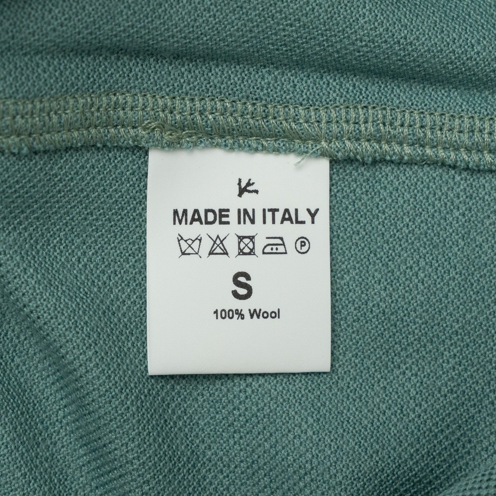 1100$ ISAIA NAPOLI Aquamarine Polo Handmade Short Sleeve Knit Wool Size S