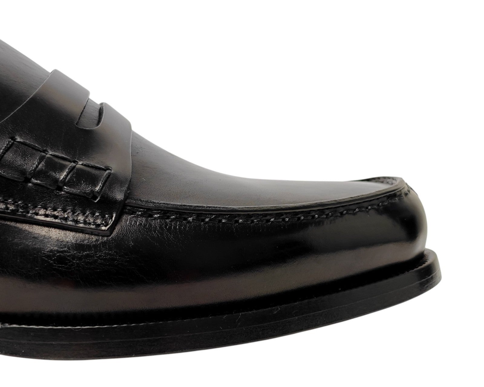 $1200 TESTONI "Trento" Loafer Shoes Antique Lux Calf Black