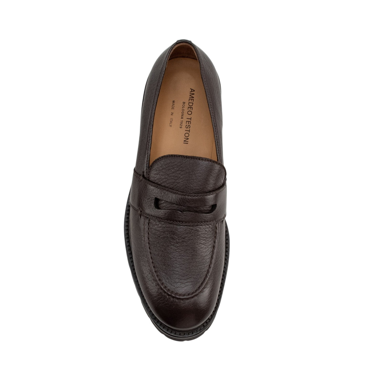 960$ TESTONI "Custoza" Penny Loafer Slip-On Deer Cigar 8 UK / 9 US / 42 IT