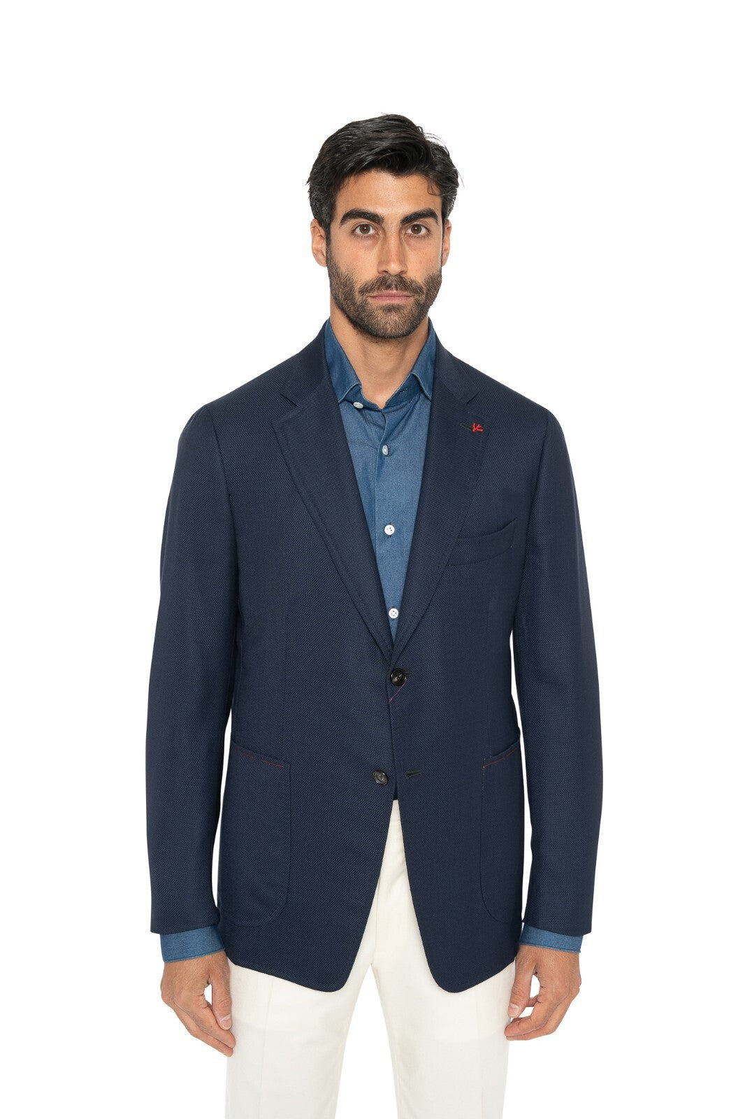 $4800 ISAIA NAPOLI Solid Blue Navy Jacket Sport Coat Wool Knit  ( MDP )