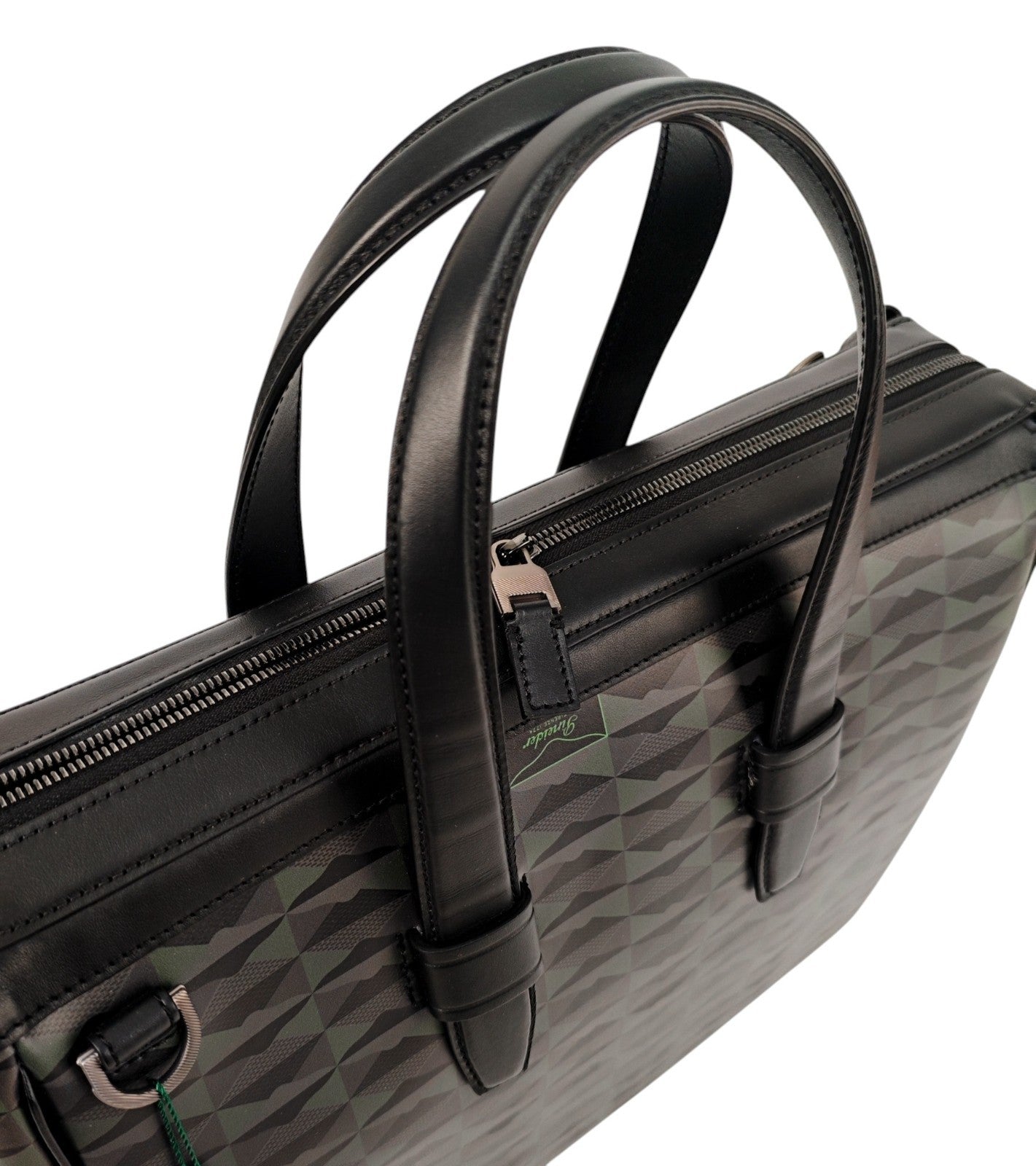 1250$ PINEIDER FIRENZE 1774 "New Empress" Calf PC Briefcase Bag Black / Green