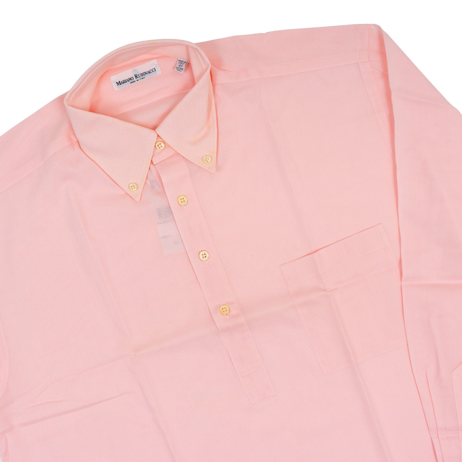 425$ RUBINACCI NAPOLI Pink Popover Shirt Cotton Button Down Classic Fit  1R
