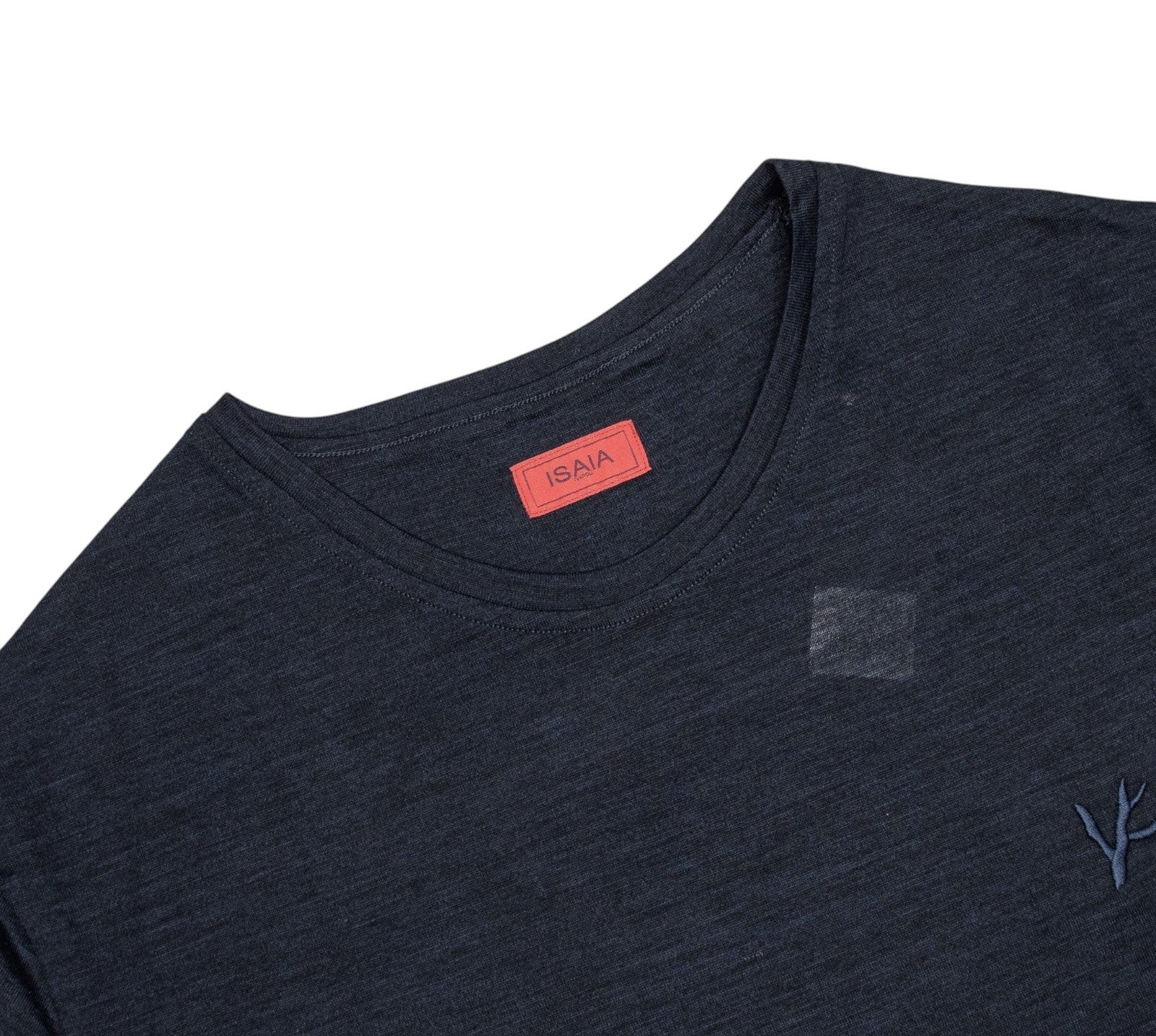 1075$ ISAIA NAPOLI Dark Blue Handmade Sweater T-Shirt Fine Wool Size L