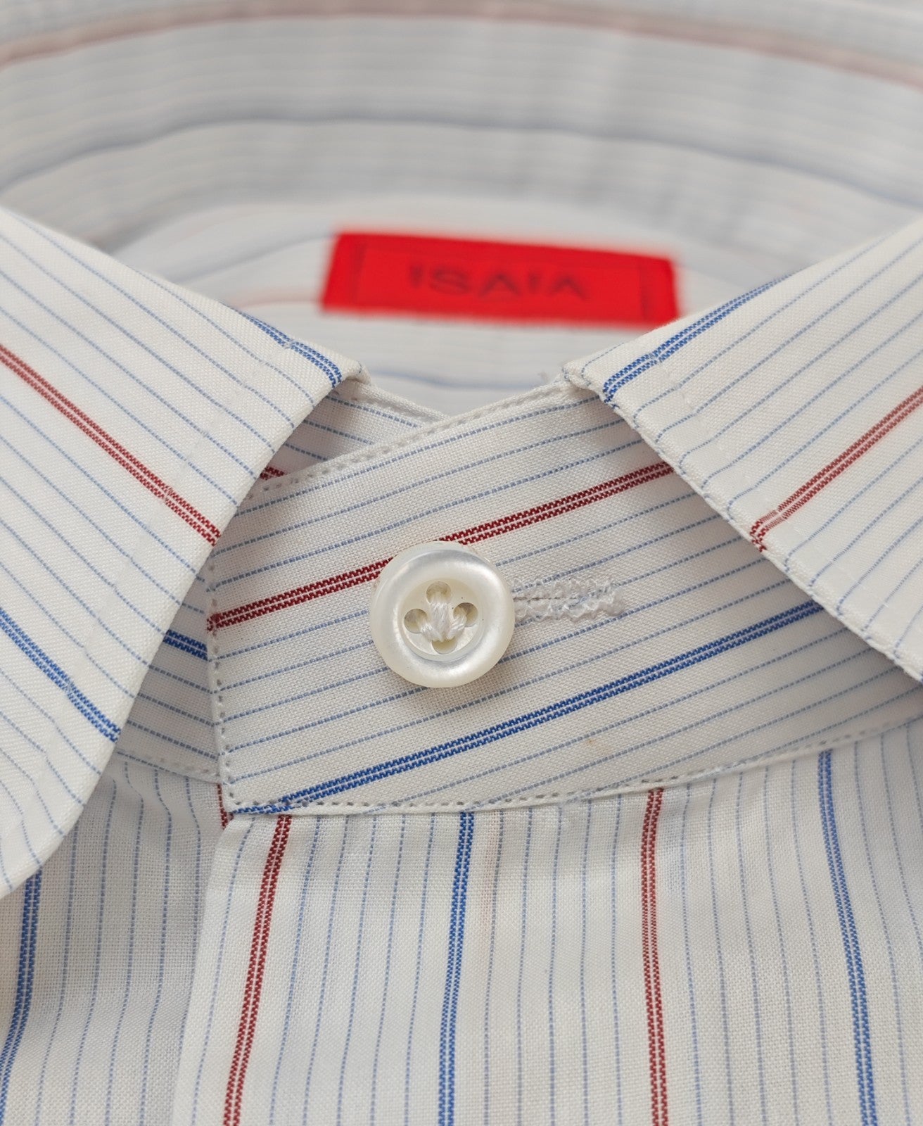 730$ ISAIA NAPOLI "Mix" White Striped Dress Shirt Button Down Fine Cotton