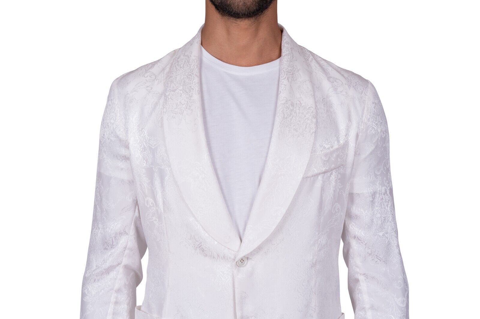 2250$ RARE !! Luxury GERLIN Jacket Floral White 100% Silk Size M  BIJAN