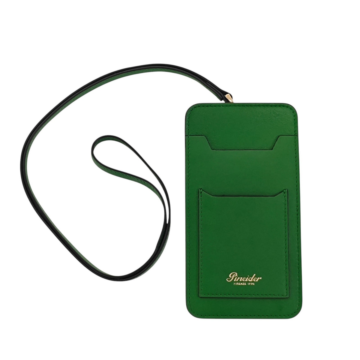 240$ PINEIDER FIRENZE 1774 "Metro Smooth" Necklace Double Pen Holder Calf Green