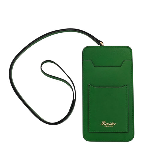 240$ PINEIDER FIRENZE 1774 "Metro Smooth" Necklace Double Pen Holder Calf Green