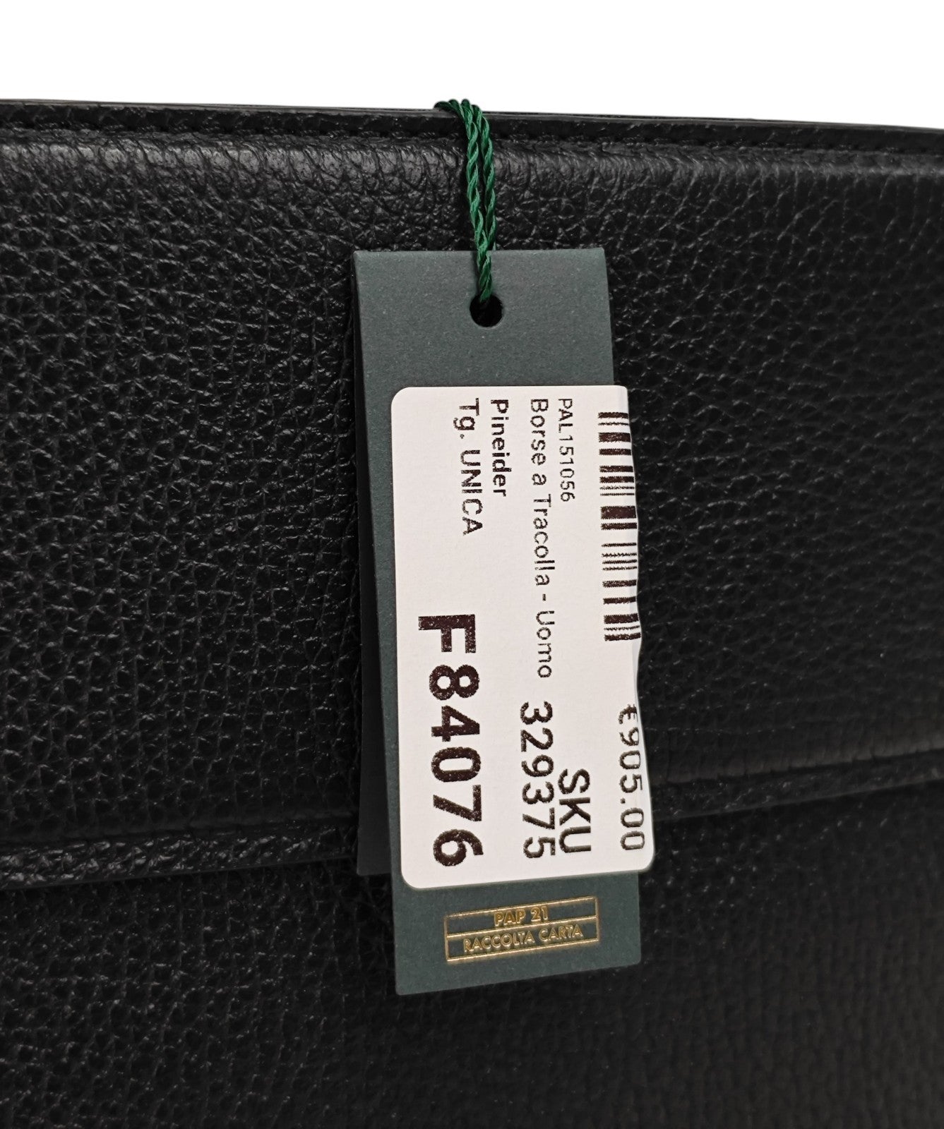 1050$ PINEIDER FIRENZE 1774 "Bottolato" Black Grain Calf Work Messenger Bag