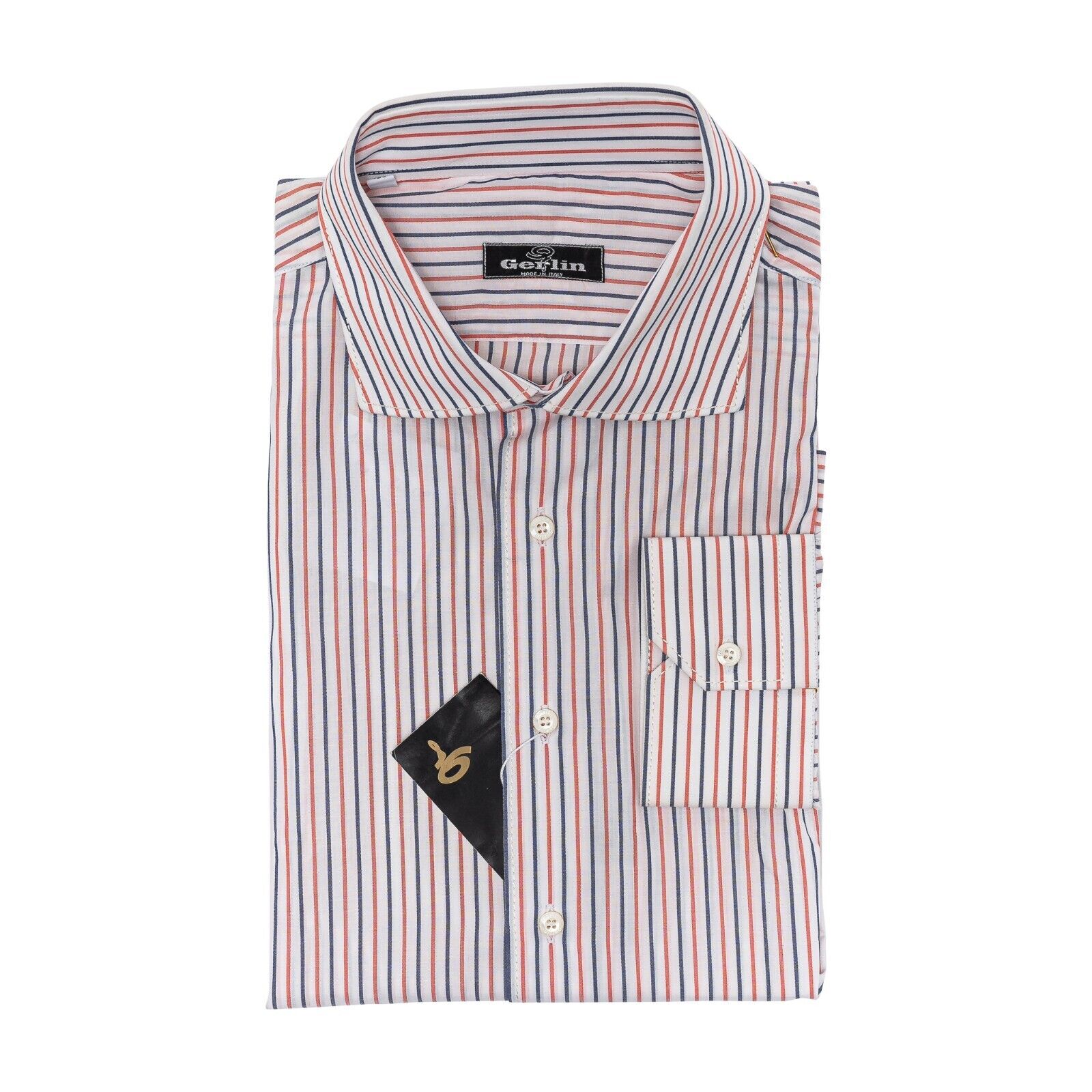 690$ LUXURY GERLIN Shirt Striped White Fine Cotton 16 - 41 5P BIJAN