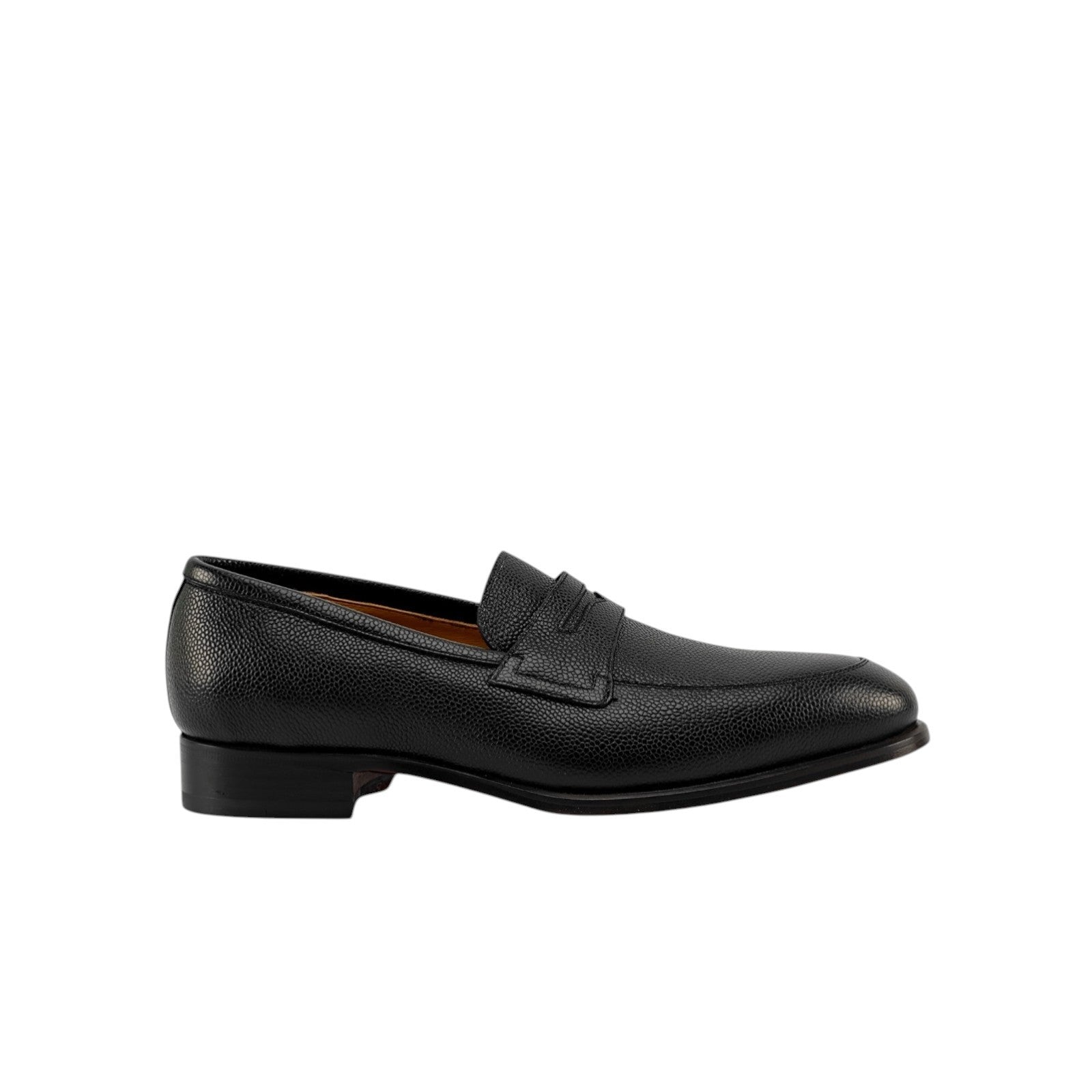 1200$ TESTONI Penny Loafer Shoes Micro Grain Calf Black 8 UK / 9 US / 42 IT