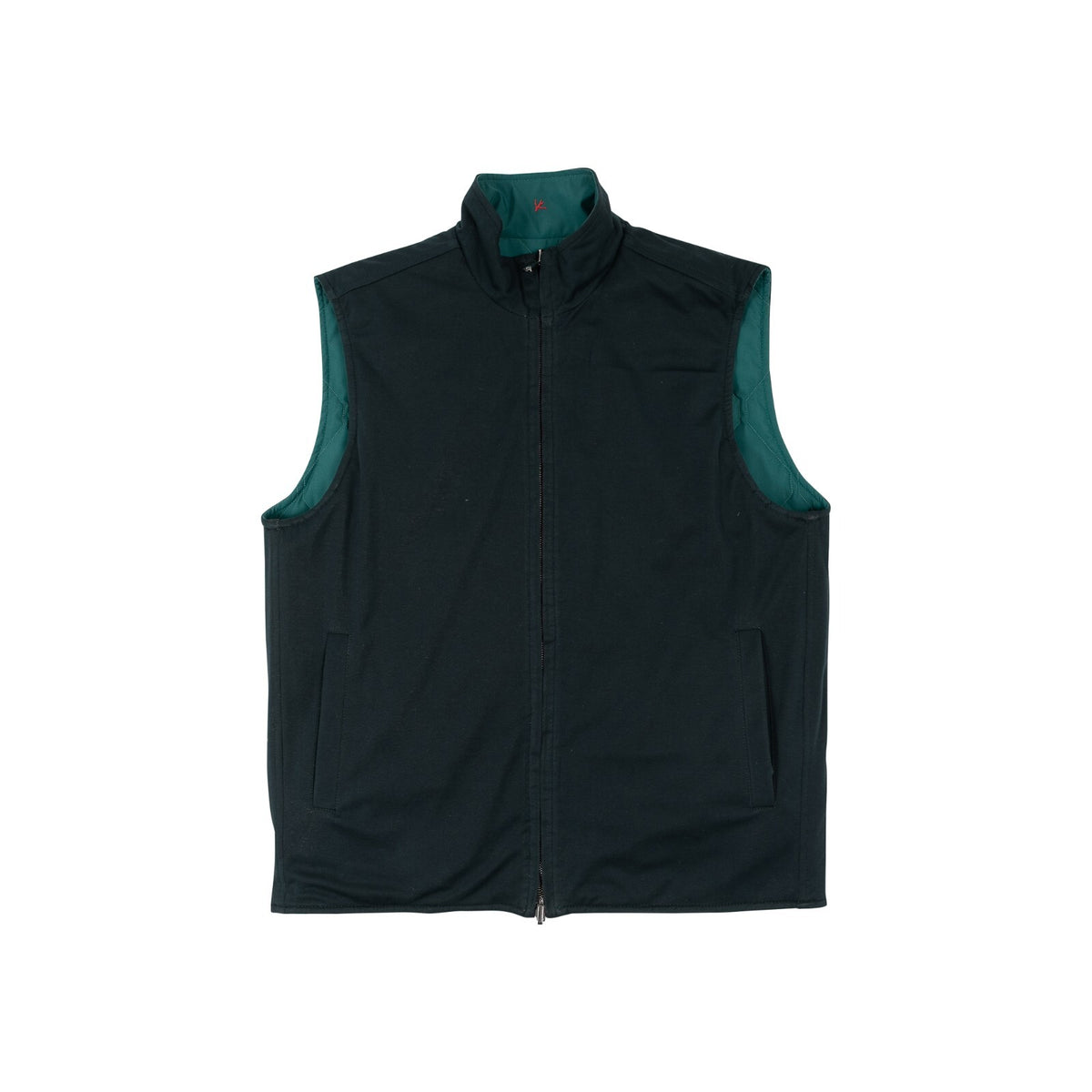 $2800 ISAIA NAPOLI Green & Blue Reversible Vest Jacket Techno Wool 38 US / 48 EU