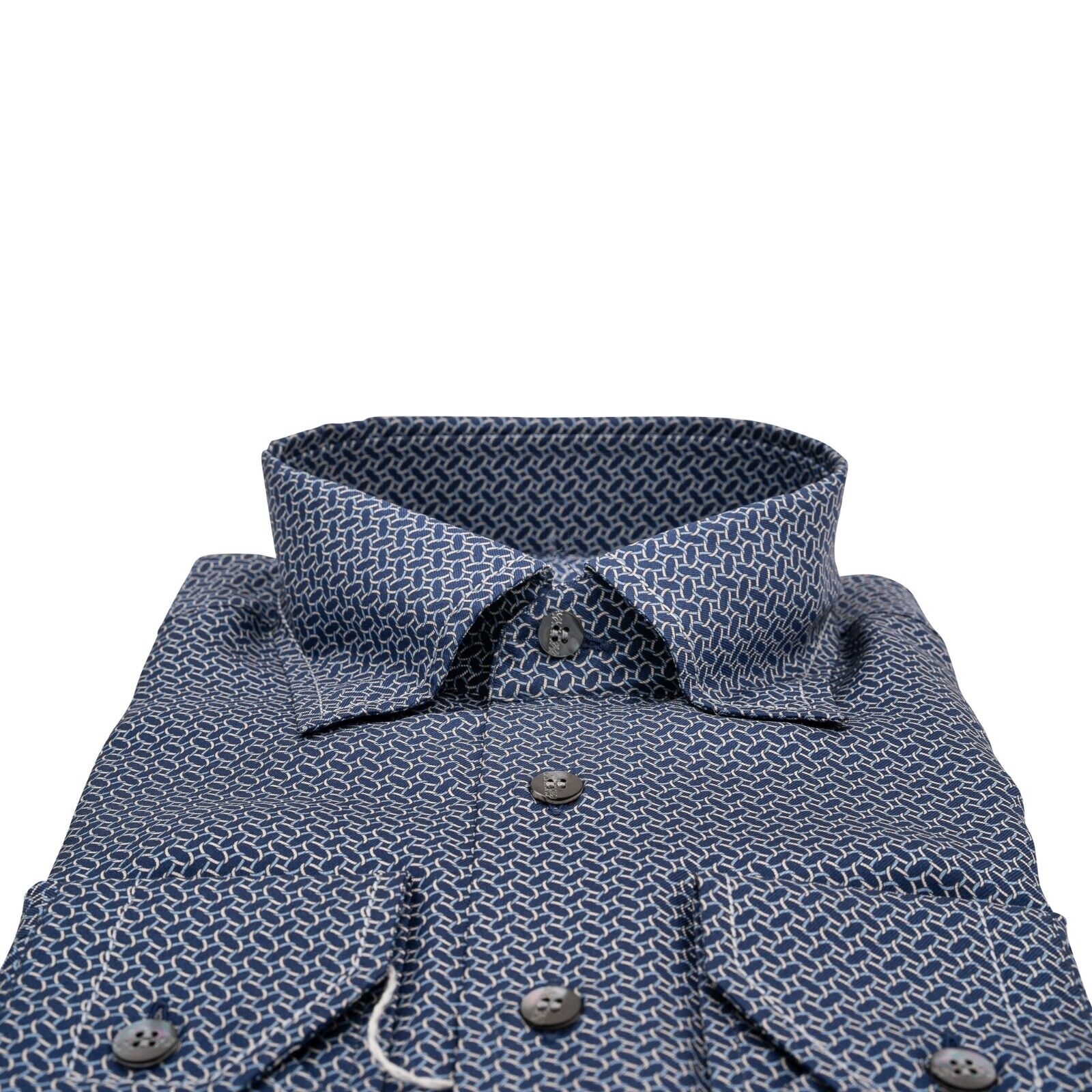1400$ LUXURY MAROL BOLOGNA Point Collar Shirt Blue 100% COMO SILK 15.75 - 40