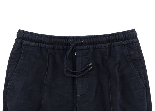 1050$ ISAIA Blue Navy Drawstring Pant Velvet Cotton Regular Fit  34 US / 50 IT
