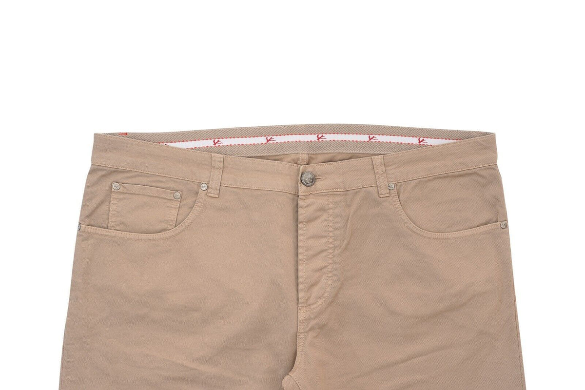 690$ ISAIA NAPOLI Brown Denim Jeans Trousers Pant Gabardine Cotton 42 US / 58 EU