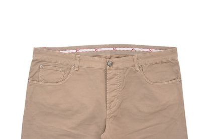 690$ ISAIA NAPOLI Brown Denim Jeans Trousers Pant Gabardine Cotton 42 US / 58 EU