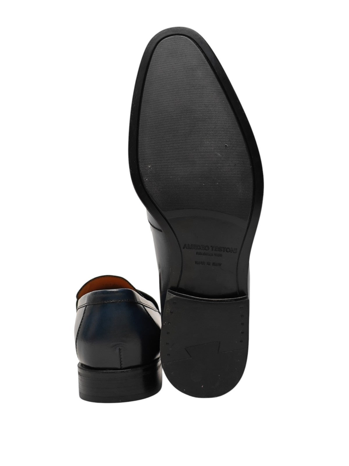 1250$ TESTONI "Salerno" Loafer Shoes Burnished Calf Blue 8 UK / 9 US / 42 IT