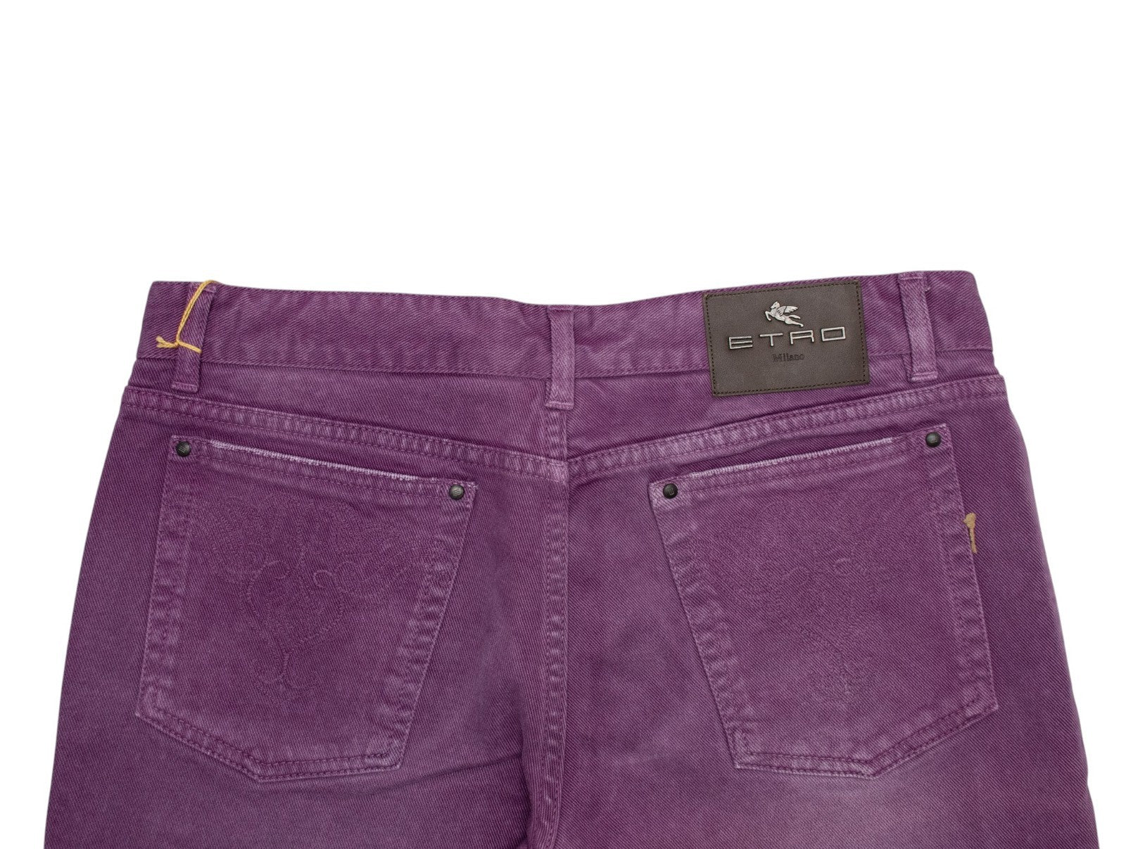 850$ ETRO MILANO Washed Purple Cotton Denim Pant Straight Fit - Made in Italy