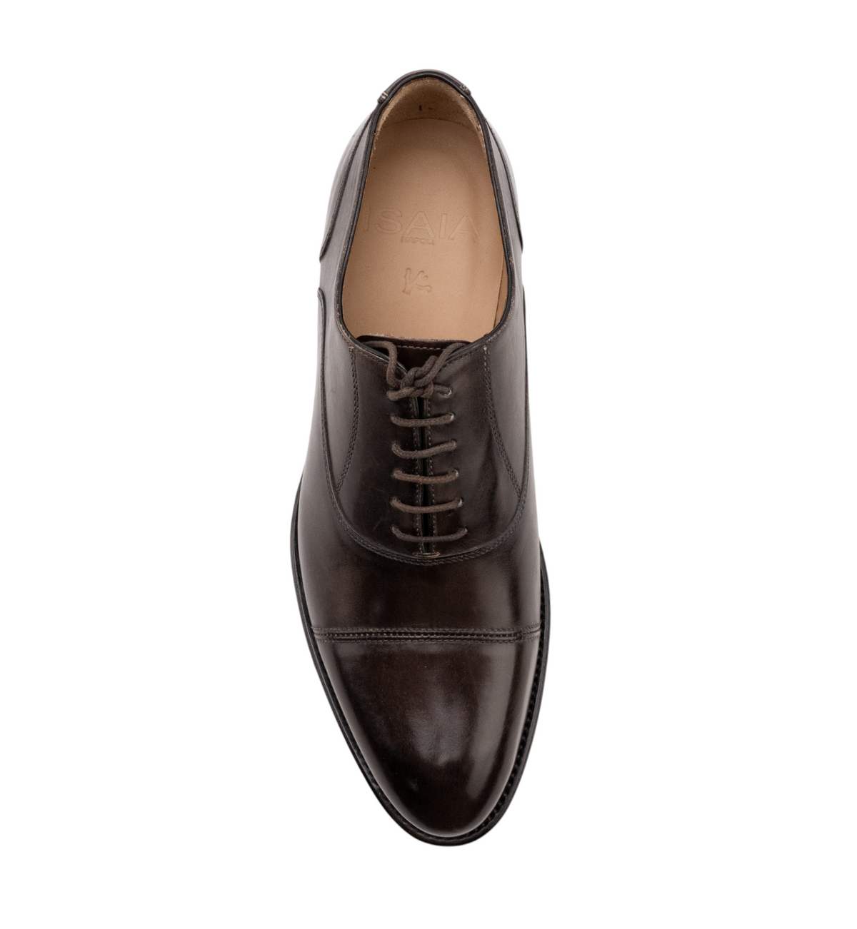1350$ ISAIA NAPOLI Brown Handcrafted Goodyear Oxford Shoes 6 UK / 7 US / 40 IT