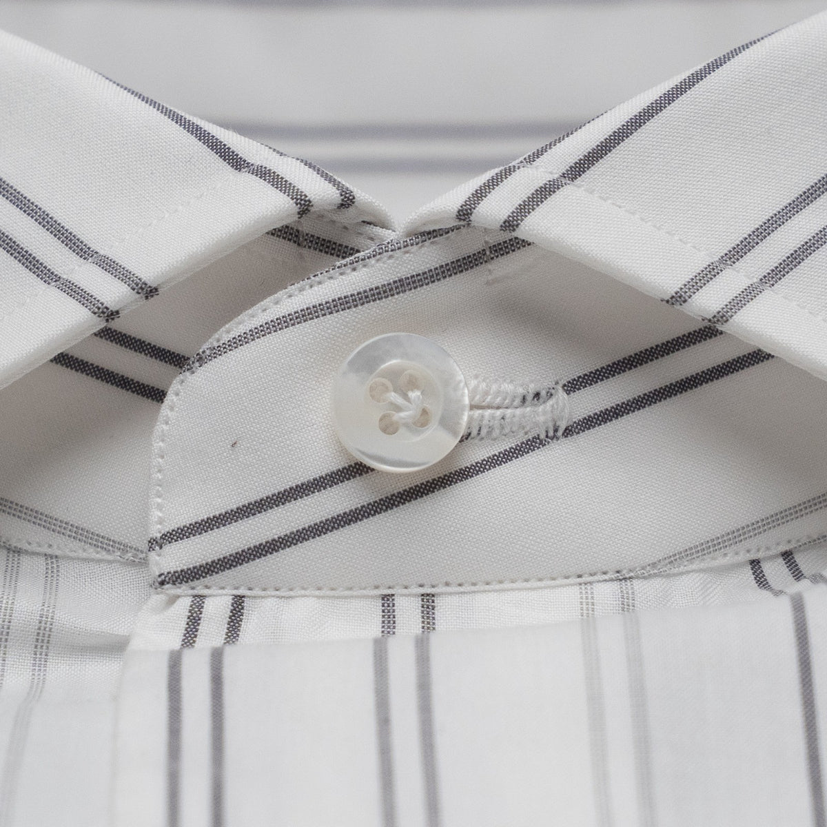 765$ ISAIA NAPOLI "Mix" White Dress Shirt Striped Hand-Sewn Fine Cotton 16.5  42
