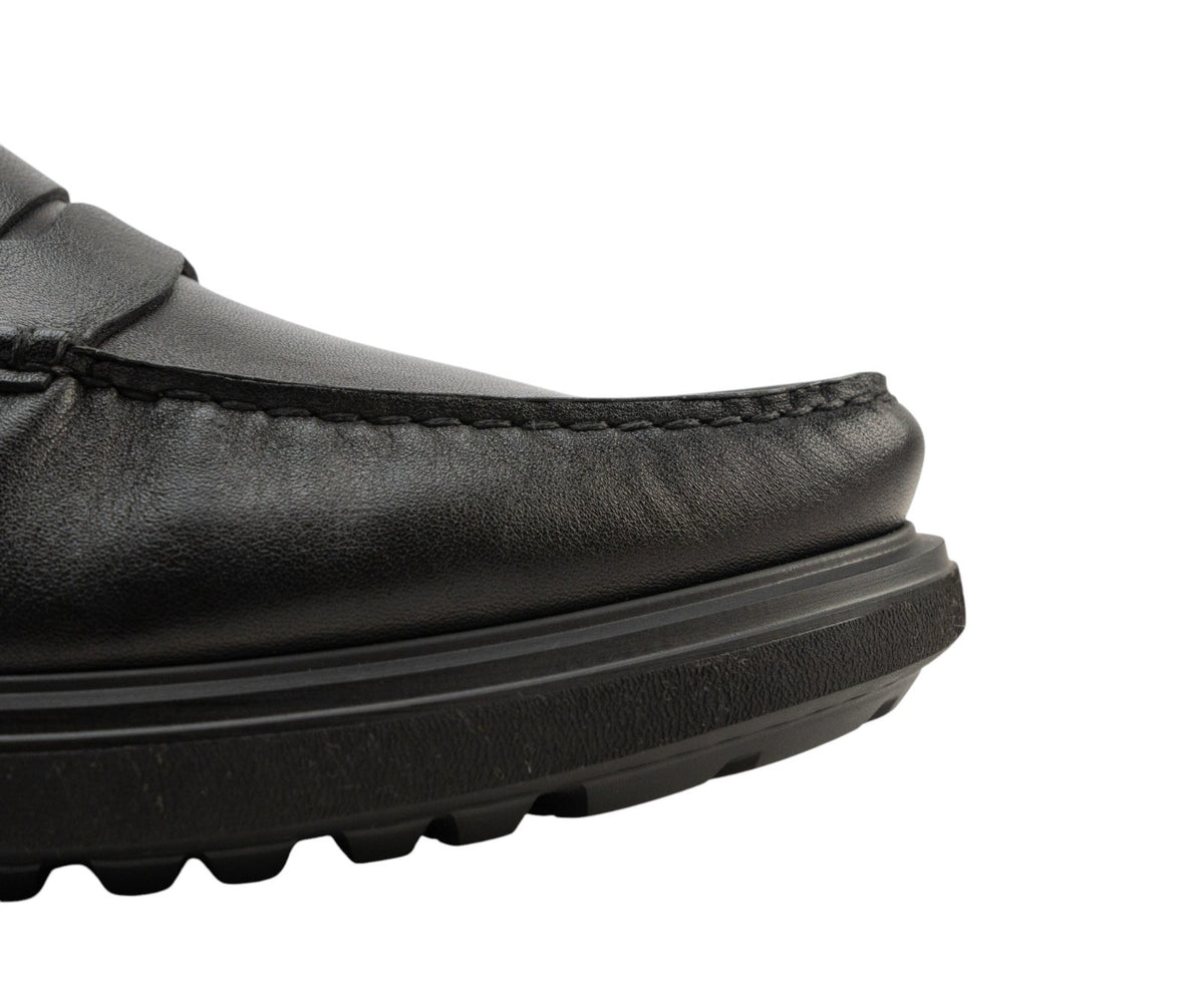 1050$ TESTONI Penny Loafers Black Calf Black Lug Sole 8 UK / 9 US / 42 IT