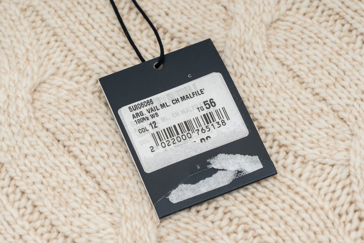 $2190 FEDELI "Malfilè" Ivory Sweater 100% Cashmere Cable Knit 46 US / 56 EU