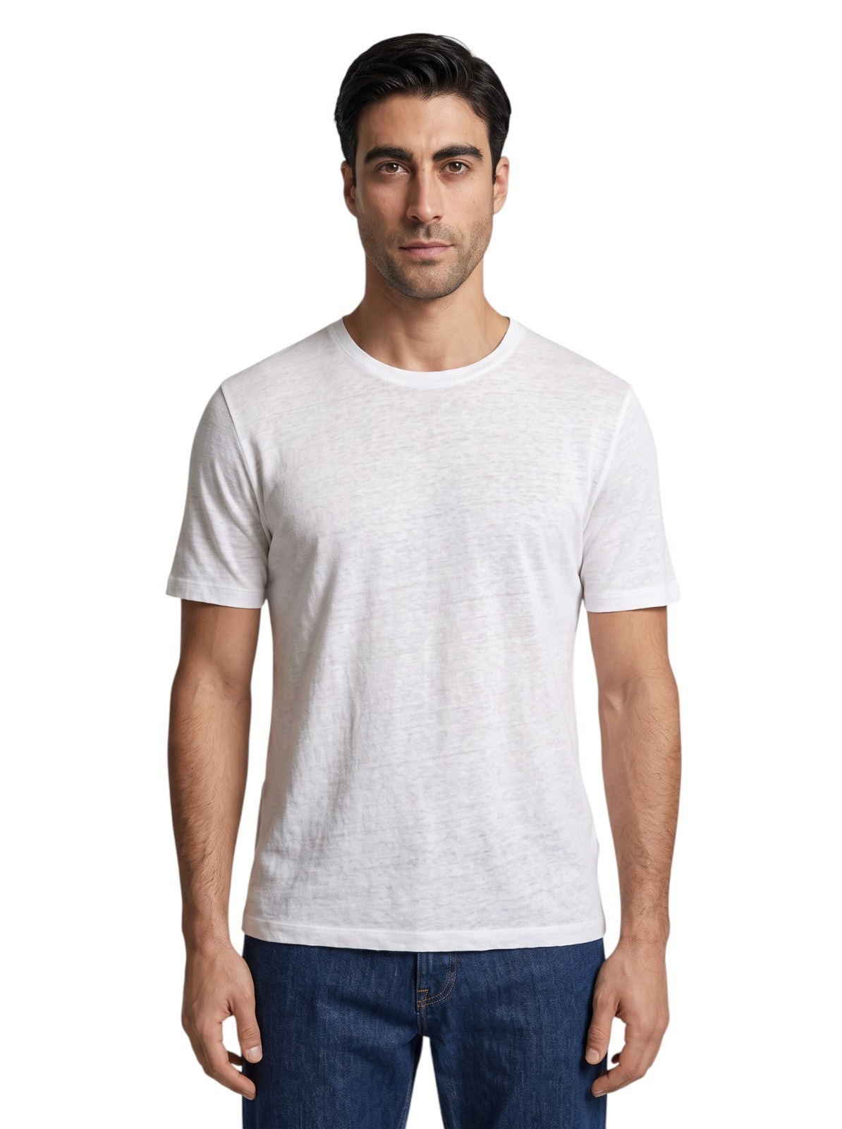 750$ ISAIA NAPOLI White Handmade T-Shirt Short Sleeve 100% Linen - Made in Italy