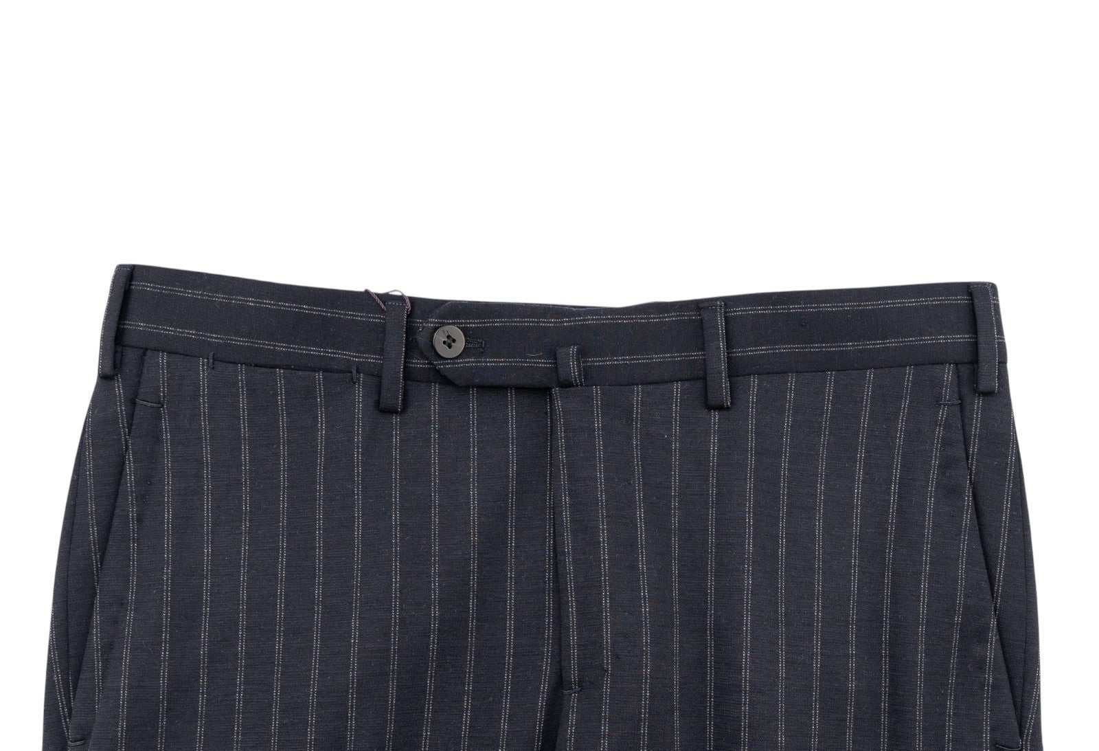1550$ ISAIA NAPOLI Tapered Dress Pant Jersey Wool Pinstripes Blue 32 US / 48 EU