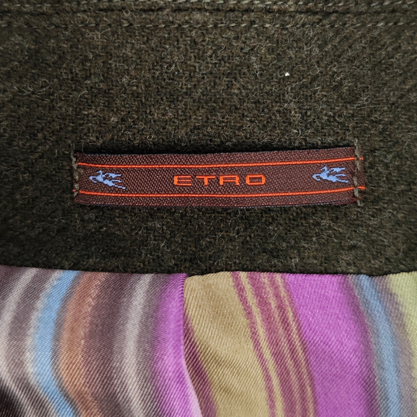 ETRO MILANO Green Wool Overcoat Long Single Breasted Made Italy 42 US / 52 IT