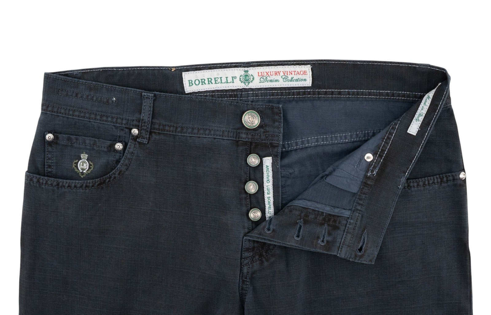 415$ LUIGI BORRELLI NAPOLI Dark Blue Denim 5 Pockets Jeans  36 US / 50 EU