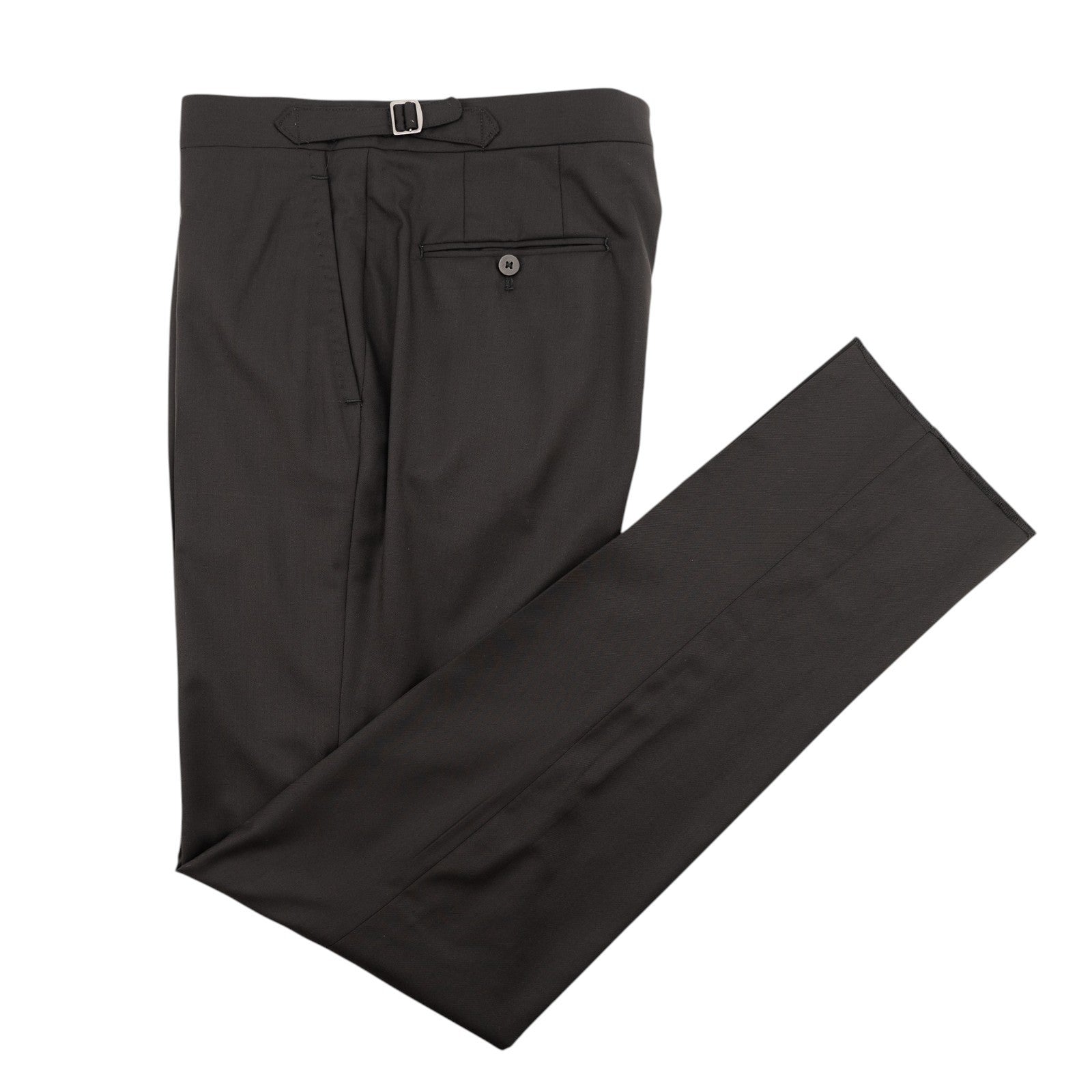 1550$ ISAIA NAPOLI Hand-Sewn Tapered Dress Pant Fine Wool Black 34 US / 50 EU 7R