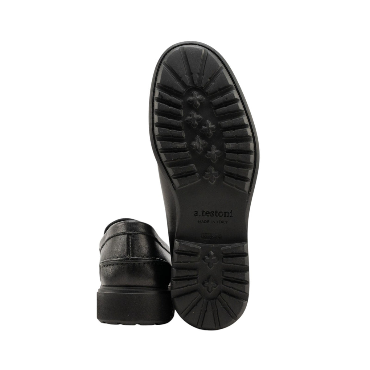 1050$ TESTONI Penny Loafers Black Calf Black Lug Sole 8 UK / 9 US / 42 IT