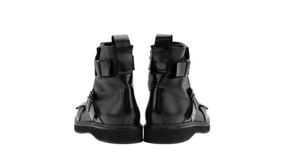 2020$ GIORGIO ARMANI High-Top Boots Shoes Bukled Black Leather 10 UK 11 US 44 IT