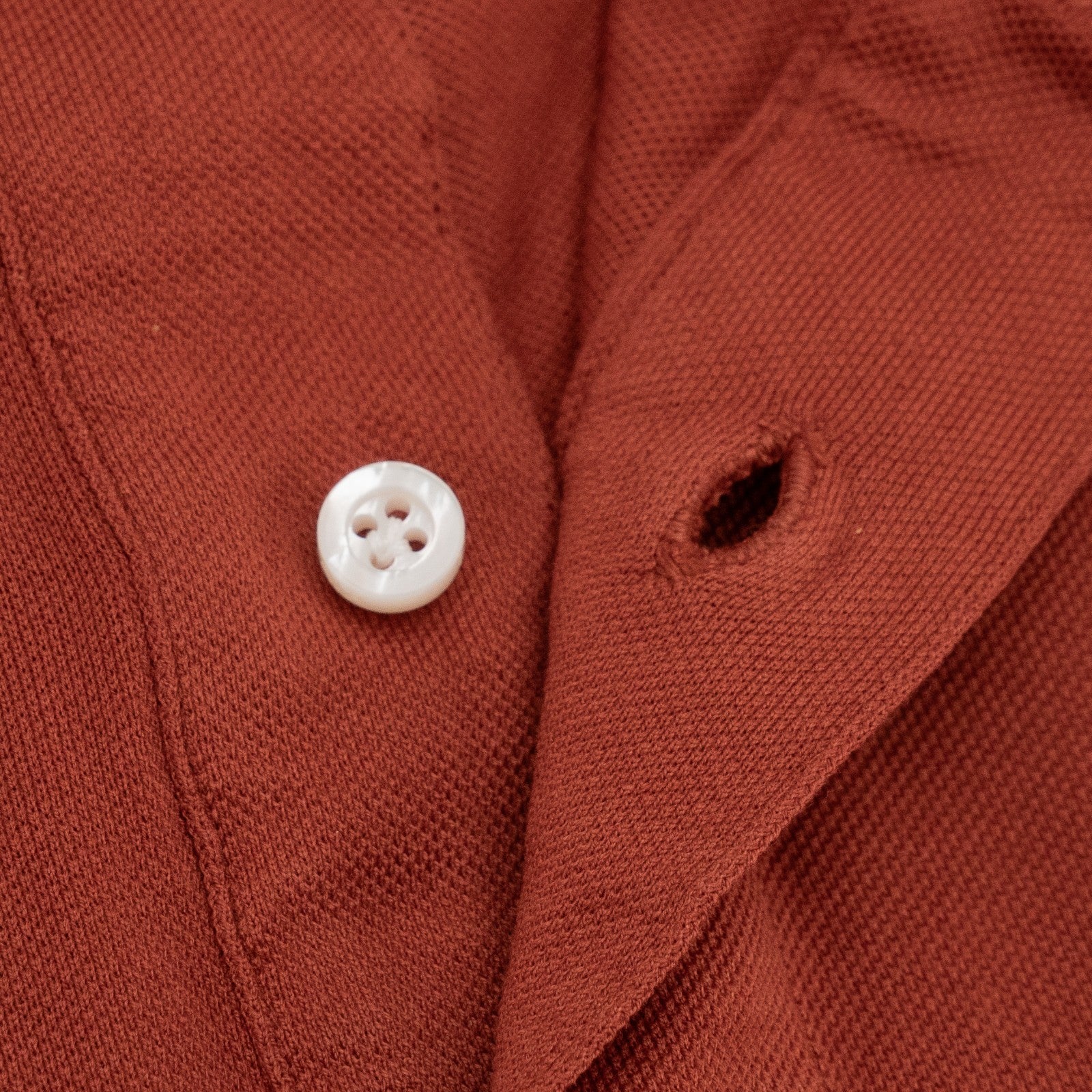 575$ ISAIA NAPOLI Garment Dyed Cotton Piquet Short Sleeve Polo Rust