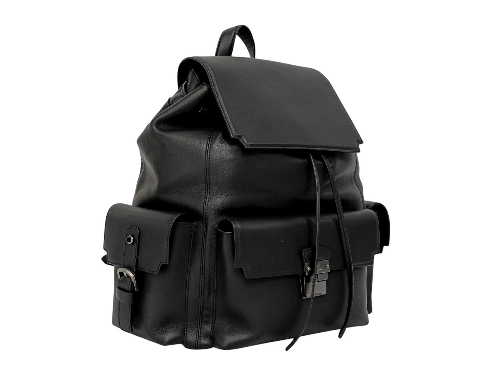 2200$ PINEIDER FIRENZE 1774 Black Calf Multiple Backpack Travel Weekender XL