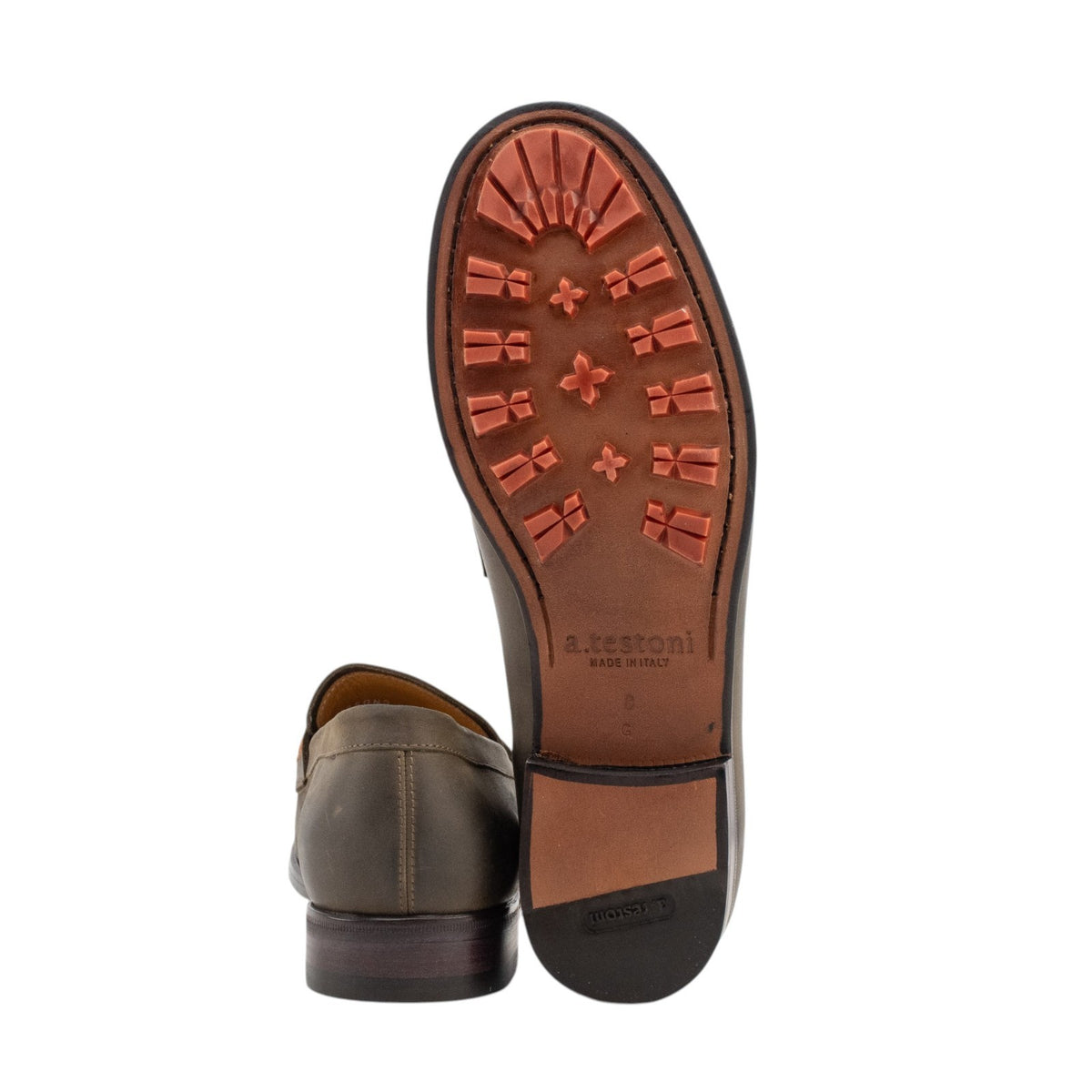 1250$ TESTONI Penny Loafer Shoes Ranger Calf Army 8 UK / 9 US / 42 IT