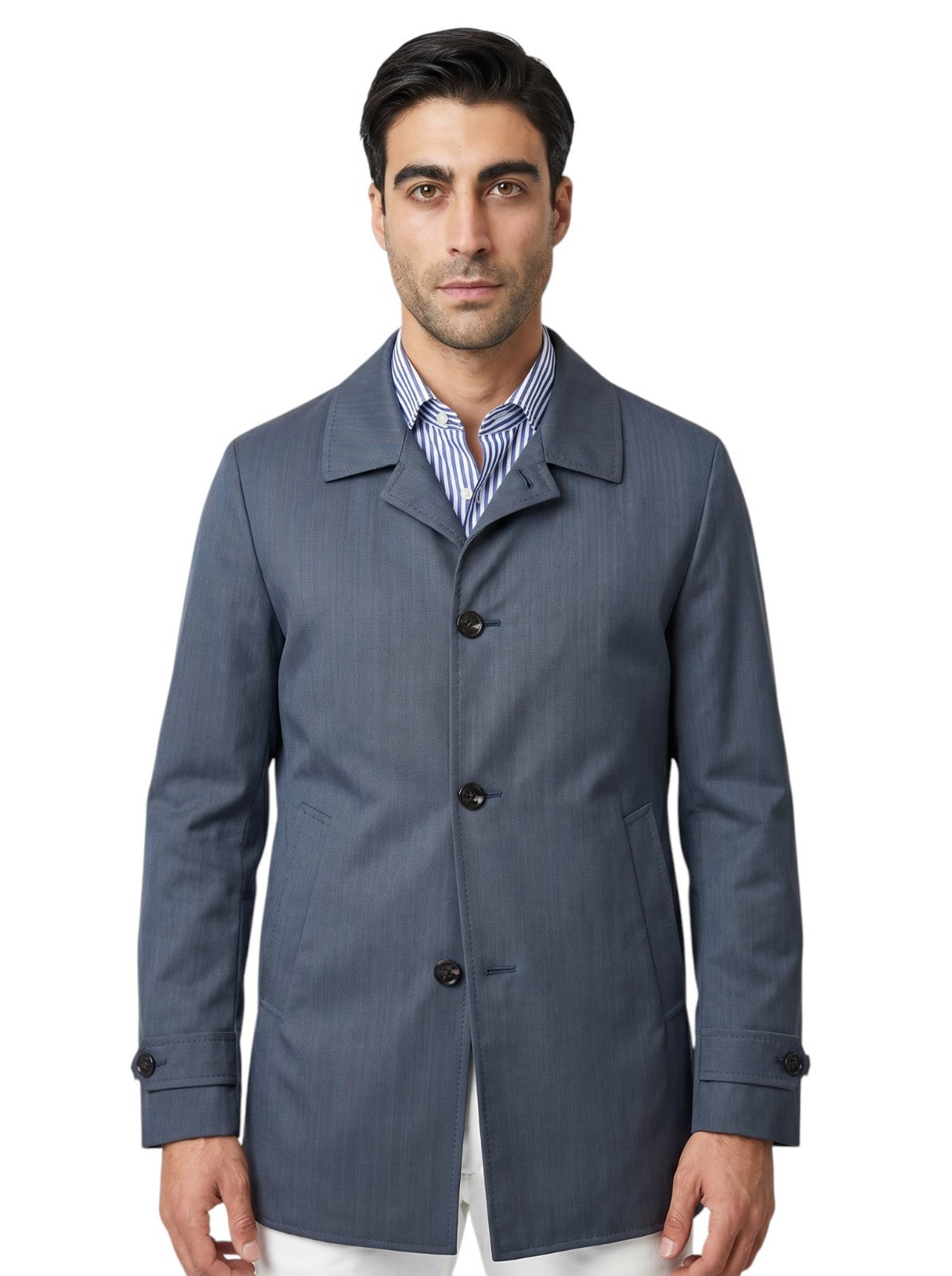 $4100 ISAIA NAPOLI Hand-Sewn Car Coat Herringbone Solaro Techno Wool