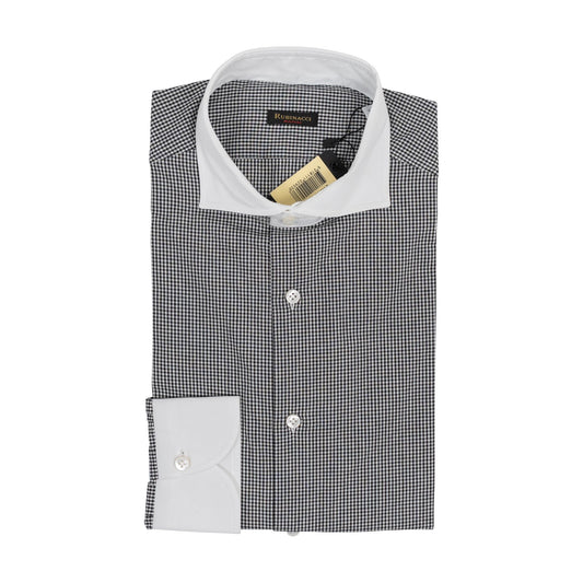 670$ RUBINACCI NAPOLI "Wall Street" White / Gray Hand-Sewn Dress Shirt Cotton