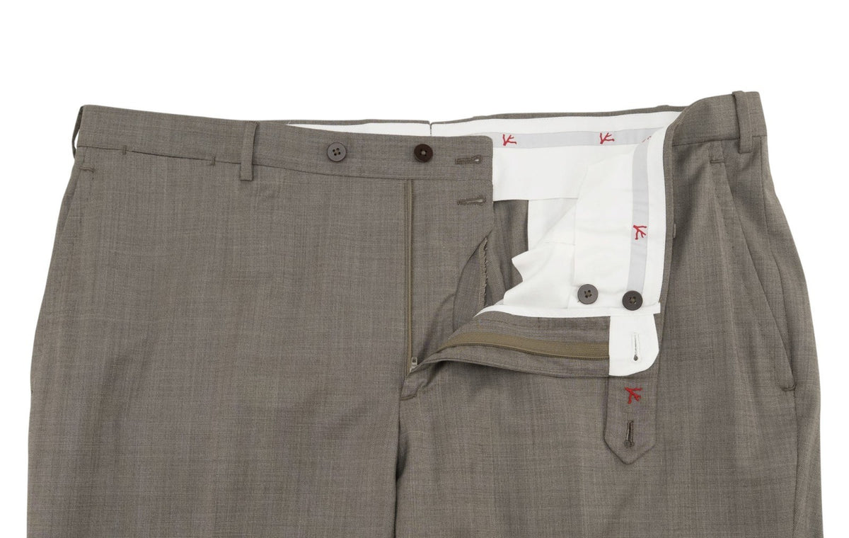 $7255 ISAIA NAPOLI "Sanita" Taupe Suit Extralight Fine Wool 50 US / 60 EU 8R