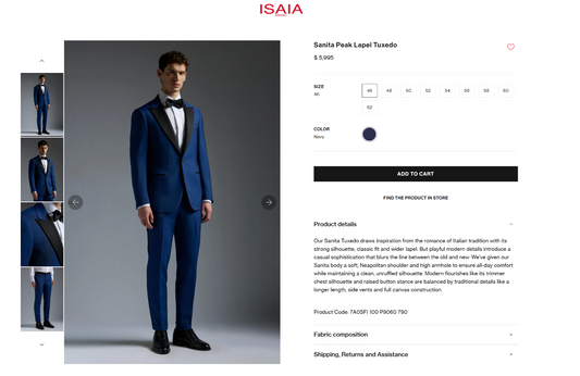 $5995 ISAIA NAPOLI "Sanita" Blue Peak Lapel Tuxedo Suit Wool Wool - Mohair