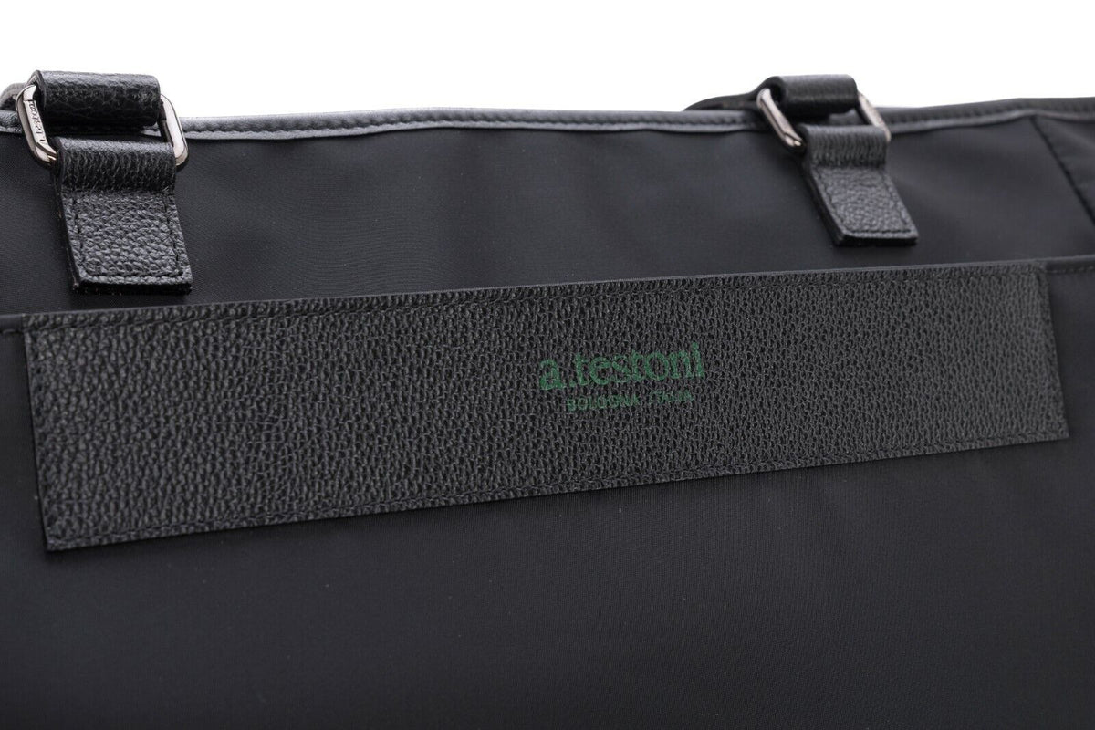 $840 Testoni Bologna Shopping Bag Work Bag Shoulder Strap Karibu Calf + Fabric