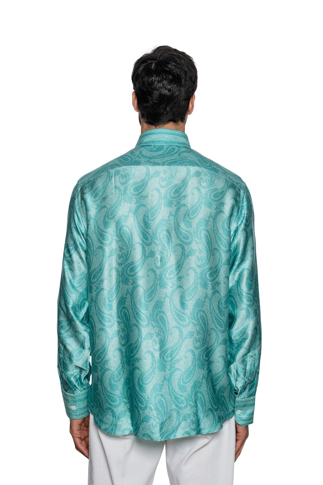 1600$ ITALY LUXURY FABIO CAVIGLIA Shirt " PAISLEY " 100% Silk COMO Satin