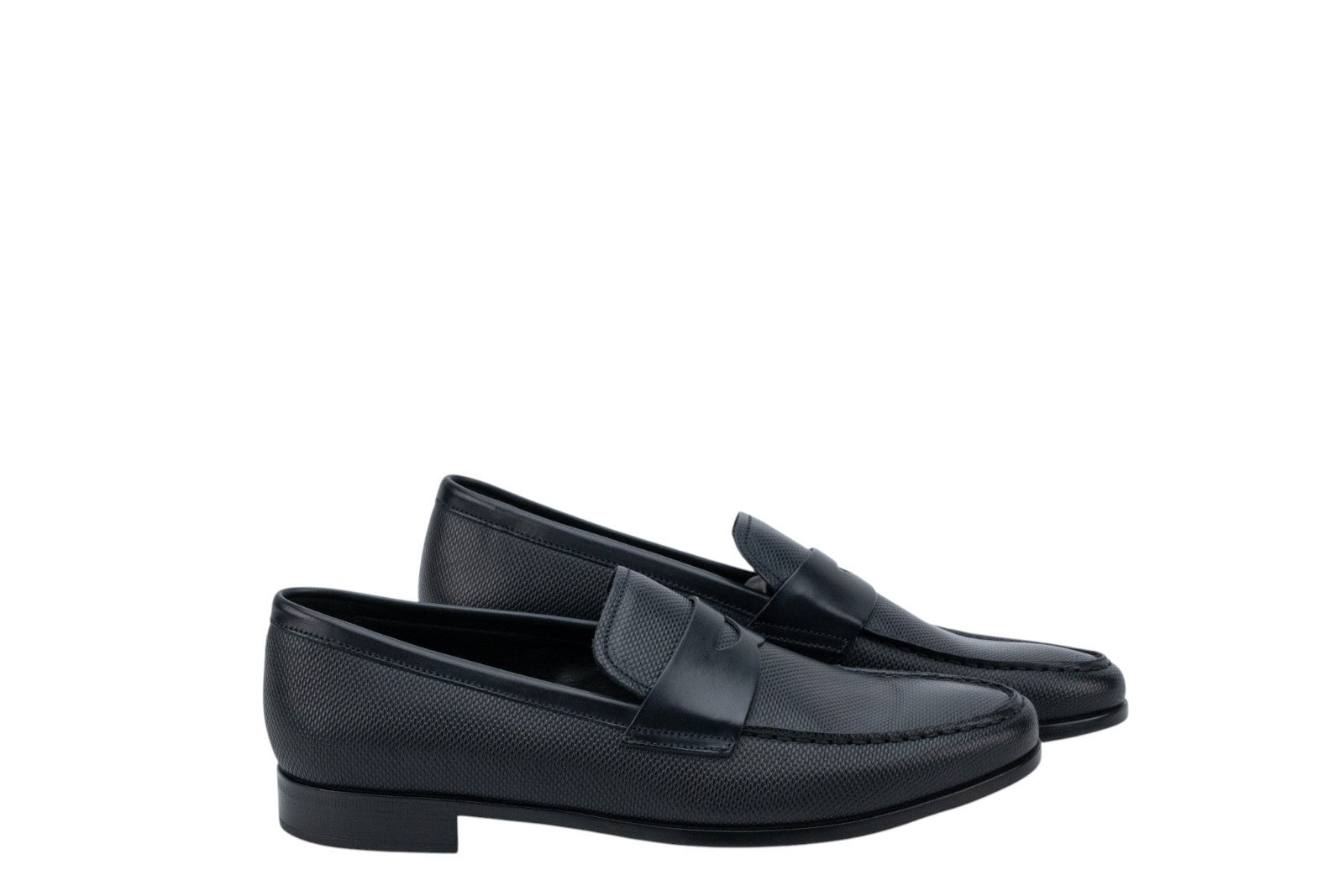 1150$ GIORGIO ARMANI Penny Loafers Shoes Blue Textured Leather 6 UK  7 US  40 IT